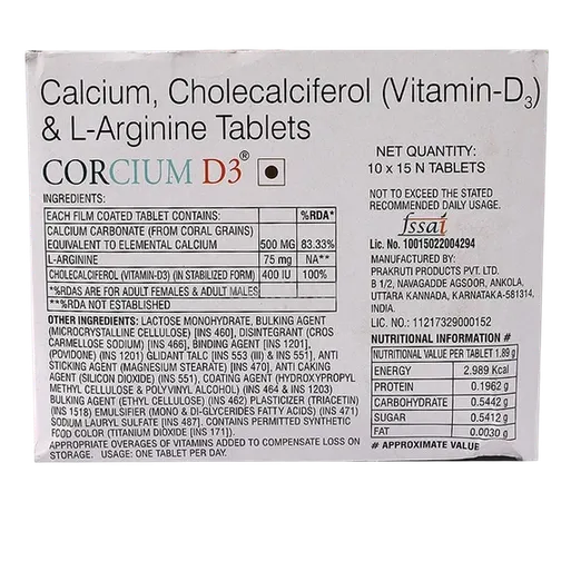 corcium d3 tablet 15's